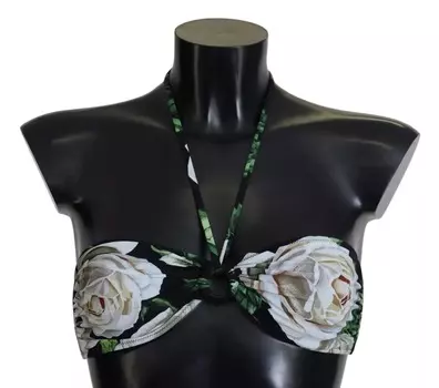 Черный цветочный халтер пляжная одежда купальник бикини топ Dolce & Gabbana