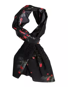 Черный цветочный принт шарф-обертка для шеи Dolce & Gabbana