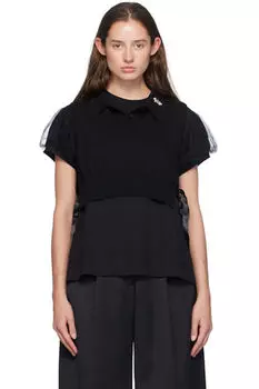 Черный декорированный вязаный жилет Simone Rocha