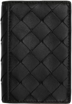 Черный держатель для карт Intrecciato Bifold Bottega Veneta