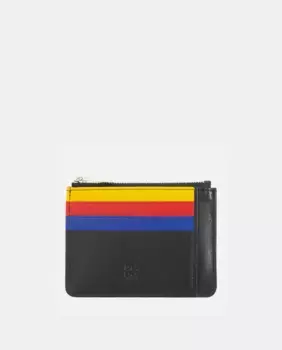 Черный держатель для карт из телячьей кожи наппа с кошельком для монет Dudu, чёрный