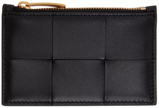 Черный держатель для карт на молнии Intrecciato Bottega Veneta