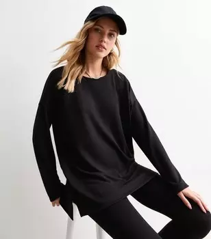 Черный длинный свободный топ Soft Touch New Look, черный