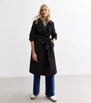 Черный двубортный макинтош New Look, черный