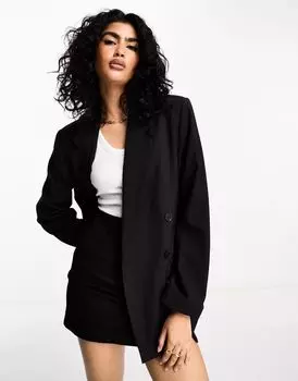Черный двубортный пиджак ASOS