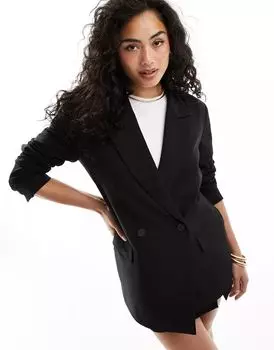 Черный двубортный пиджак ASOS