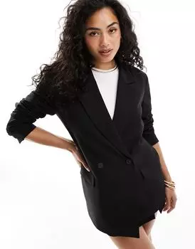 Черный двубортный пиджак ASOS DESIGN