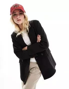 Черный двубортный пиджак ASOS DESIGN