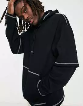 Черный двухслойный свитшот оверсайз ASOS DESIGN