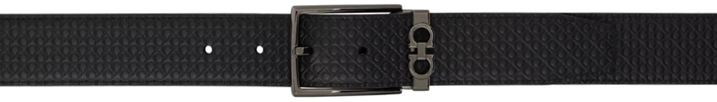 Черный двусторонний ремень Gancini Ferragamo, Nero