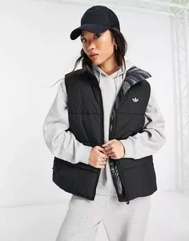 Черный двусторонний жилет с принтом под зебру Adidas Originals 'animal abstract', черный