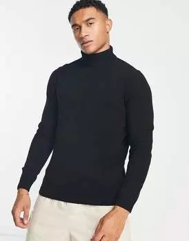 Черный джемпер из овечьей шерсти с высоким воротником ASOS DESIGN