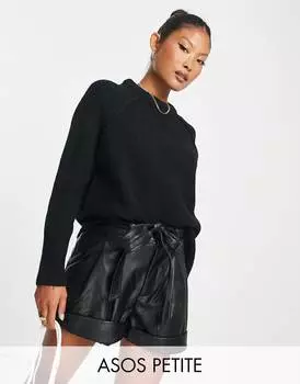 Черный джемпер оверсайз с круглым вырезом ASOS DESIGN Petite