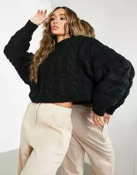 Черный джемпер ручной вязки с косами ASOS EDITION