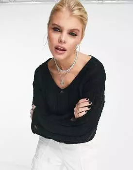 Черный джемпер с открытой строчкой ASOS DESIGN