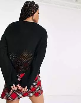Черный джемпер с открытой строчкой ASOS DESIGN Tall