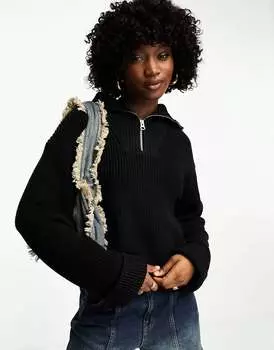 Черный джемпер с полумолнией Weekday Grace