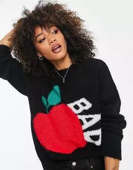 Черный джемпер с рисунком \"плохое яблоко\" ASOS DESIGN