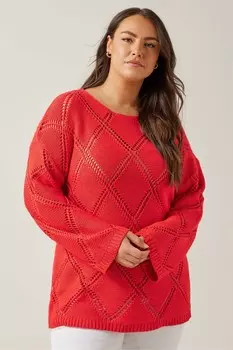 Черный джемпер с ромбовидным узором Evans, красный