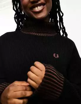 Черный джемпер с воротником-стойкой Fred Perry