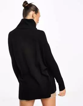 Черный джемпер с высоким воротником и ступенчатым подолом French Connection