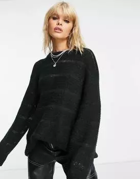 Черный джемпер со свободной текстурной строчкой ASOS DESIGN