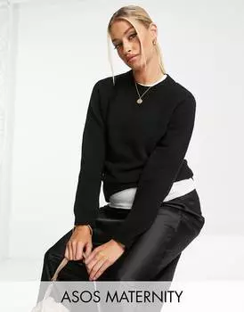 Черный джемпер свободного кроя с круглым вырезом ASOS DESIGN Maternity