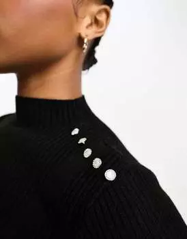 Черный джемпер в рубчик с рукавами The Frolic