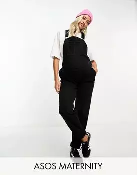 Черный джинсовый комбинезон ASOS DESIGN Maternity