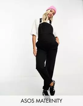 Черный джинсовый комбинезон ASOS DESIGN Maternity