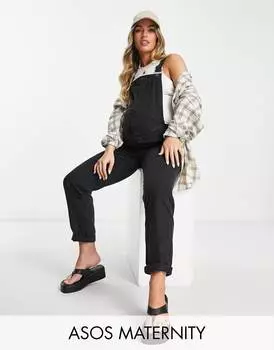 Черный джинсовый комбинезон ASOS DESIGN Maternity 'original'