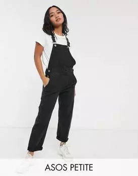 Черный джинсовый комбинезон ASOS DESIGN Petite 'original'
