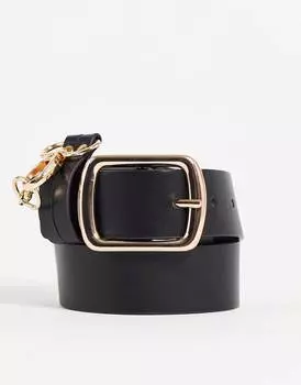 Черный джинсовый ремень с цепочкой на талии и бедрах ASOS DESIGN