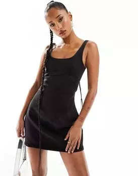 Черный джинсовый сарафан приталенного кроя ASOS