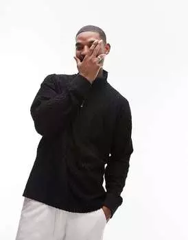 Черный фактурный велюровый воротник-воронка оверсайз Topman