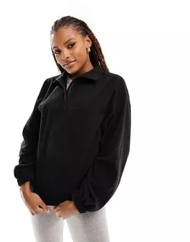 Черный флис на полумолнии ASOS DESIGN