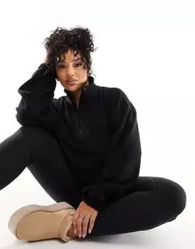 Черный флисовый флис с полумолнией ASOS DESIGN Curve