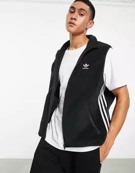 Черный флисовый жилет с 3 полосками adidas Originals Adicolor