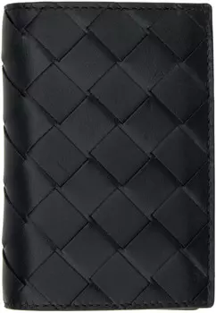 Черный футляр для карт Intrecciato с клапаном Bottega Veneta