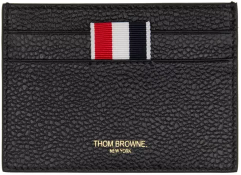 Черный футляр для карт Pebble Grain Thom Browne