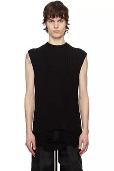 Черный голливудский хлопковый трикотажный жилет Rick Owens