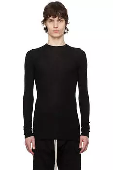 Черный голливудский ребристый свитер с круглым вырезом Rick Owens