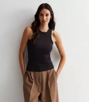 Черный гоночный топ в рубчик New Look, черный