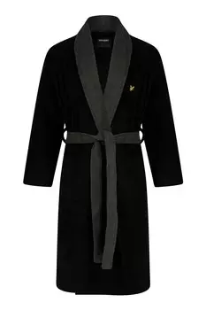Черный халат из коллекции домашней одежды Lyle & Scott, черный