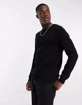 Черный хлопковый джемпер средней плотности ASOS DESIGN