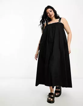 Черный хлопковый комбинезон-трапеция ASOS DESIGN Curve