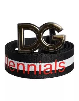 Черный хлопковый ремень с логотипом DG и пряжкой Dolce & Gabbana, Black