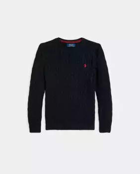 Черный хлопковый свитер косой вязки для мальчика Polo Ralph Lauren, черный