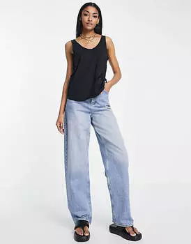 Черный хлопковый жилет с овальным вырезом ASOS DESIGN Tall - ЧЕРНЫЙ