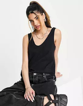 Черный хлопковый жилет с овальным вырезом ASOS DESIGN - ЧЕРНЫЙ
